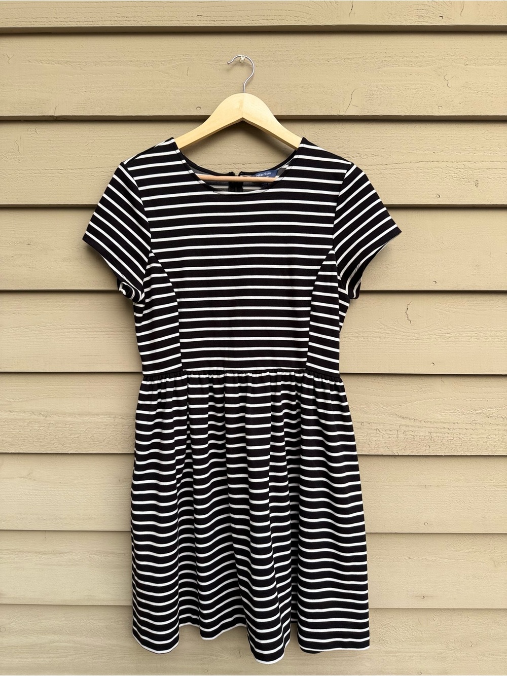 Peter Som Black & White Striped A-Line Dress Size L